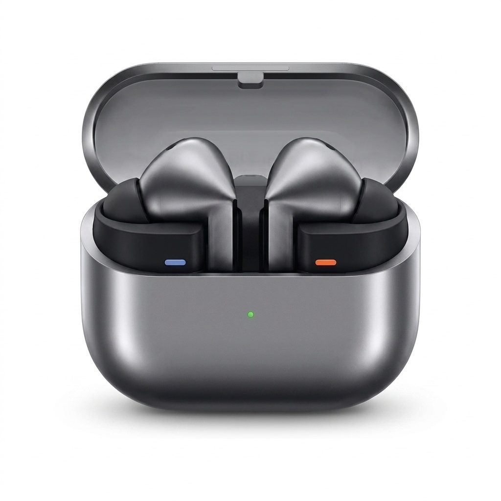 هدفون بلوتوثی سامسونگ مدل Galaxy Buds3 Pro دارای نویز کنسلینگ فعال (ANC)، درگاه شارژ USB Type-C، شارژ بی سیم، با قابلیت اتصال به چند دستگاه، پشتیبانی از فرمان لمسی، پشتیبانی از دستیار صوتی، مقاوم در برابر آب
